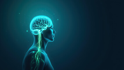 Wall Mural - Vagus Nerve Stimulation with highlighted brain areas.