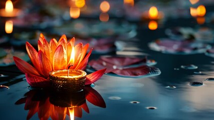 Wall Mural - candle on pond water