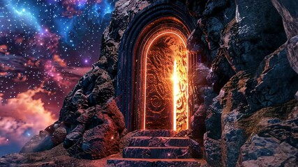 Wall Mural - Open Door to Starry Night Sky