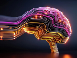 Poster - Neural network visualization with colorful lines in abstract design at night
