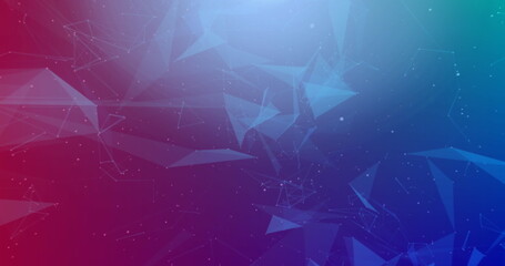 Poster - Image of networks of connections over pink to blue background