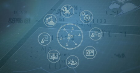 Poster - image of icons over grid