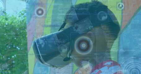 Poster - Image of scopes scanning over boy wearing vr headset