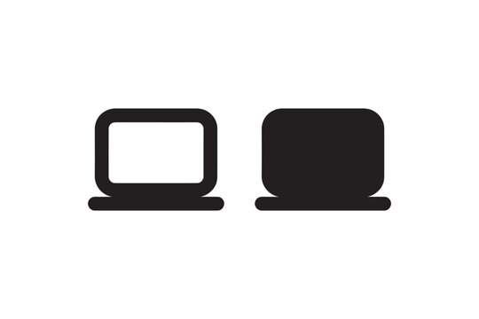 Laptop icon in outline and solid black style vector
