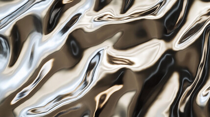 Poster - Metallic surface with intricate reflections and wrinkles Generative AI