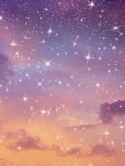Aufkleber - Dreamy sky gradient with scattered stars blending peach into lavender creating a serene backdrop perfect for inspirational text
