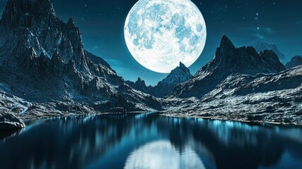 Wall Mural - mountain lake under full moon