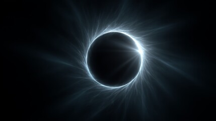 Wall Mural - a black background with a white circle in the middle, resembling a solar eclipse the circle is surro