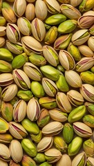 Aufkleber - Pistachio nuts displayed in a mix of shelled and unshelled forms showcasing natural variations in color and texture.