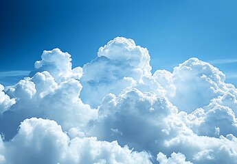 Aufkleber - Majestic Layers of Soft White Clouds under a Clear Blue Sky Creating a Serene and Peaceful Mood : Generative AI
