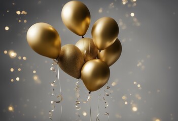 Wall Mural - black gold greeting card balloons christmas background holiday festive new decoration helium happy year balloon party banner invitation glistering eve foil celebrate shiny decor number isolated