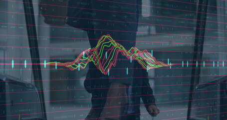 Poster - Image of financial data processing over business people