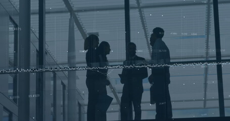 Poster - Image of financial data processing over business people