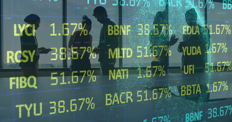 Poster - Image of financial data processing over business people