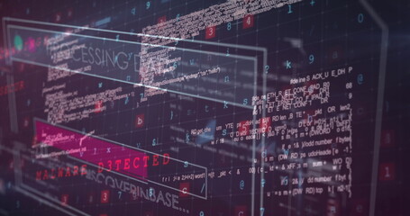 Aufkleber - Image of data processing on screen over cyber attack warning