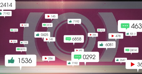 Poster - image of social media icons over scope scanning