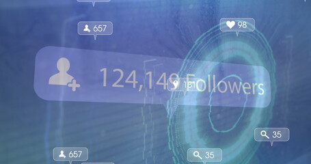 Aufkleber - image of social media icons over scope scanning