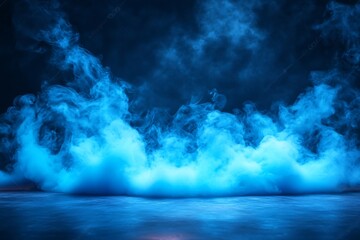 Poster - Ethereal Blue Smoke Rising Creating Mystical Atmosphere Perfect for Backgrounds or Special Effects Fantasy Vapor Abstract : Generative AI