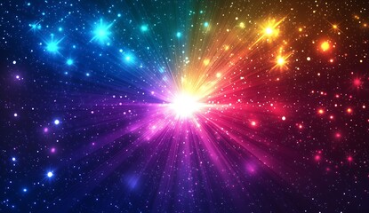 Aufkleber - Glowing Rays of Colorful Light Burst From a Central Point Creating a Magical Atmosphere : Generative AI