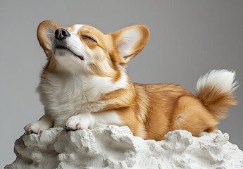 Poster - Adorable Corgi Puppy Enjoying the Sunlight Canine Contentment Cute Pet Portrait Happy Dog Photo Relaxing Dog : Generative AI
