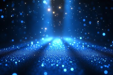 Fototapete - Magical Blue Glitter Background with Bokeh Lights Abstract Sparkle Dust Texture for Festive Events and Celebrations Luxury Effect : Generative AI