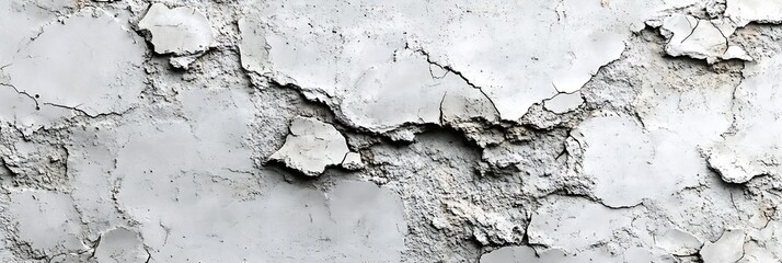Poster - Cracked White Wall Texture Background Old Plaster with Rough Surface Abstract Grunge Material for Interior Design Renovation : Generative AI