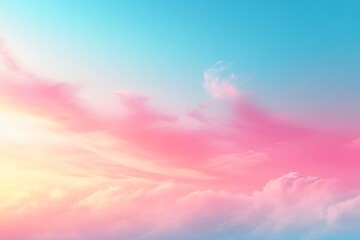 Fototapete - Pastel Sky Dreamy Cloudscape with Soft Pink and Blue Colors Perfect for Backgrounds and Inspirational Designs Serene Aesthetic : Generative AI