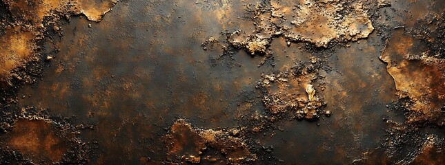 Fototapete - Abstract Dark Brown and Bronze Metal Texture Background with Rusty and Aged Look Ideal for Industrial Design : Generative AI