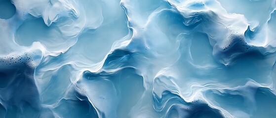 Poster - Abstract Blue and White Swirls Background Fluid Art Texture Wave Pattern Ocean Sky Cloud Serene : Generative AI