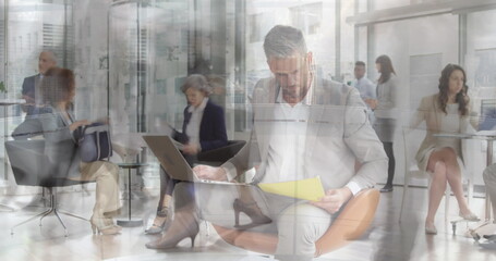 Poster - Image of busy city street over businessman