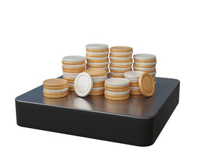 Poster - Metal stack coins currency fund budget on Isolated background. economic financial management investment. 3d render illustration