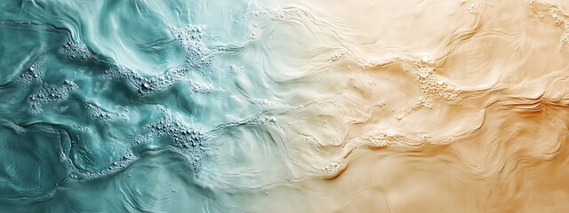 Poster - Abstract Water Surface with Blue and Beige Tones Aerial View of River Flowing Landscape Background Gentle Waves and Ripples : Generative AI