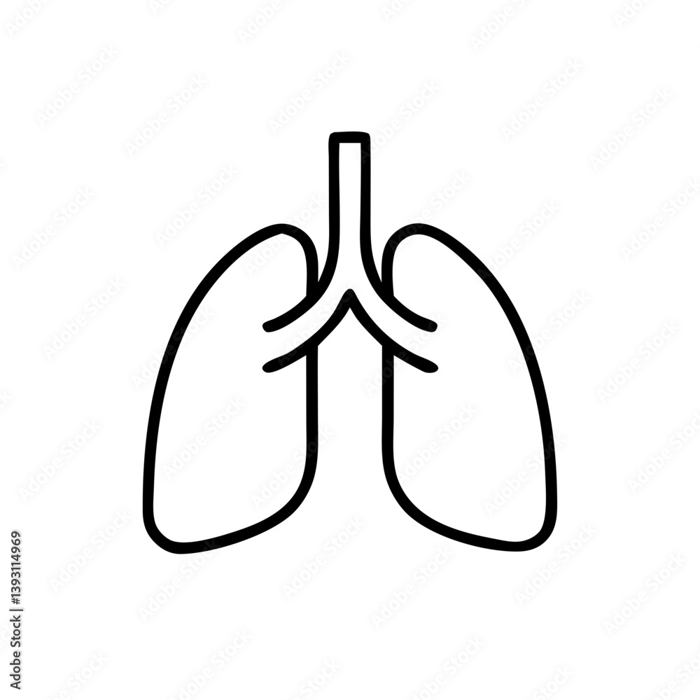 human lungs Organ outline icons on white background Stock Vector ...