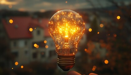 Aufkleber - Glowing Lightbulb in Hand Illuminating Innovation and New Ideas Conceptual Image Creative Energy Spark : Generative AI