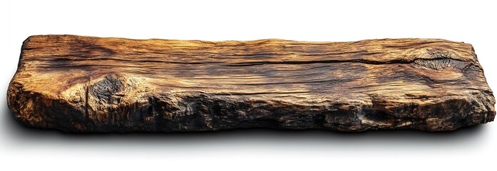 Aufkleber - Rustic Wooden Plank Isolated on White Background Natural Texture for Product Mockups and Design Elements Adds Warmth : Generative AI