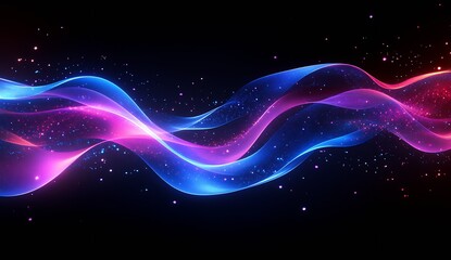 Aufkleber - Strikingly beautiful waves of blue and pink light dancing across a dark background to create an abstract design : Generative AI