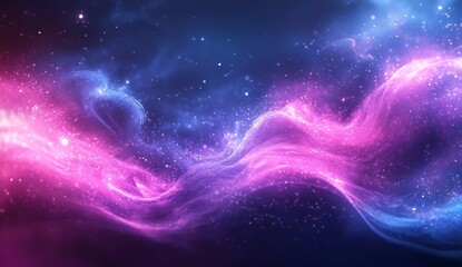 Leinwandbilder - Stunning cosmic wave of vibrant pink and blue colors in a starry universe background : Generative AI