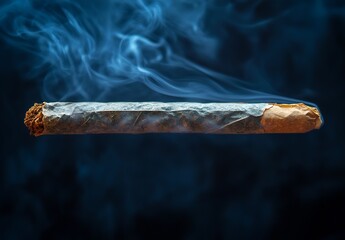 Aufkleber - Dense rolled cigar with smoky backdrop creating a captivating visual of relaxation and enjoyment : Generative AI