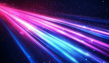 Poster - Streaks of colorful light radiate across the dark canvas creating a sensation of speed and motion : Generative AI
