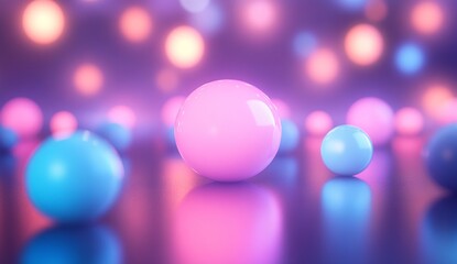 Aufkleber - A captivating arrangement of colorful spheres in a dreamy backdrop with soft glowing lights for an enchanting effect : Generative AI