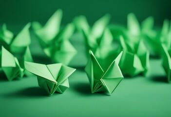 Aufkleber - birds clean design green origami background banner art craft object decorative symbol animal nobody 