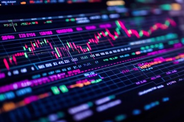 Poster - Financial Stock Market Data Detailed Chart Analysis with Candlestick Patterns for Trading Investment and Business Backgrounds : Generative AI