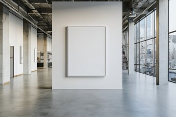 Fototapete - Modern Art Gallery Interior with Blank Canvas and Large Windows for Exhibition Presentation and Creative Showcase : Generative AI