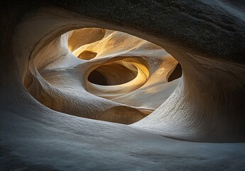 Poster - Abstract View of Unique Cave Formation with Light and Texture : Generative AI