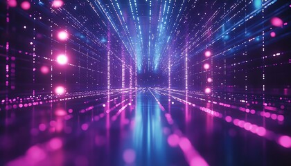 Aufkleber - Vibrant futuristic abstract scene with glowing light beams creating stunning visual effects : Generative AI