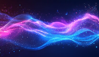 Aufkleber - Magical flowing particles and abstract waves in brilliant blue and pink tones create stunning visuals for digital backgrounds and designs : Generative AI