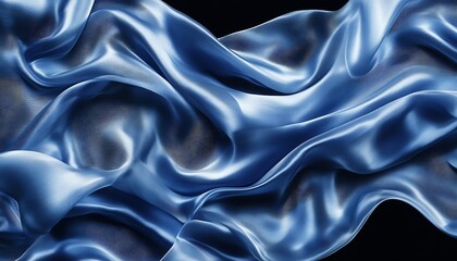 Poster - Sleek Blue Satin Fabric Flowing Elegantly Against a Dark Background Showcasing Luxury and Softness : Generative AI