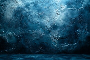 Poster - Dark Blue Textured Wall with Grunge Effect and Dramatic Lighting for Abstract Photography : Generative AI