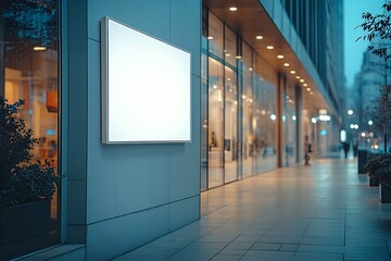 Leinwandbilder - Modern Cityscape with Blank Billboard on Building Exterior Perfect for Advertising Space in Urban Downtown Business District : Generative AI