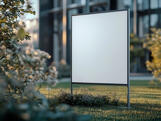 Poster - Modern Blank Billboard Mockup in Lush Green Urban Setting near Building Advertisement Sign Template Outdoor Display : Generative AI